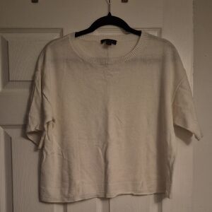 Ann Taylor White Short Sleeve Knit Top